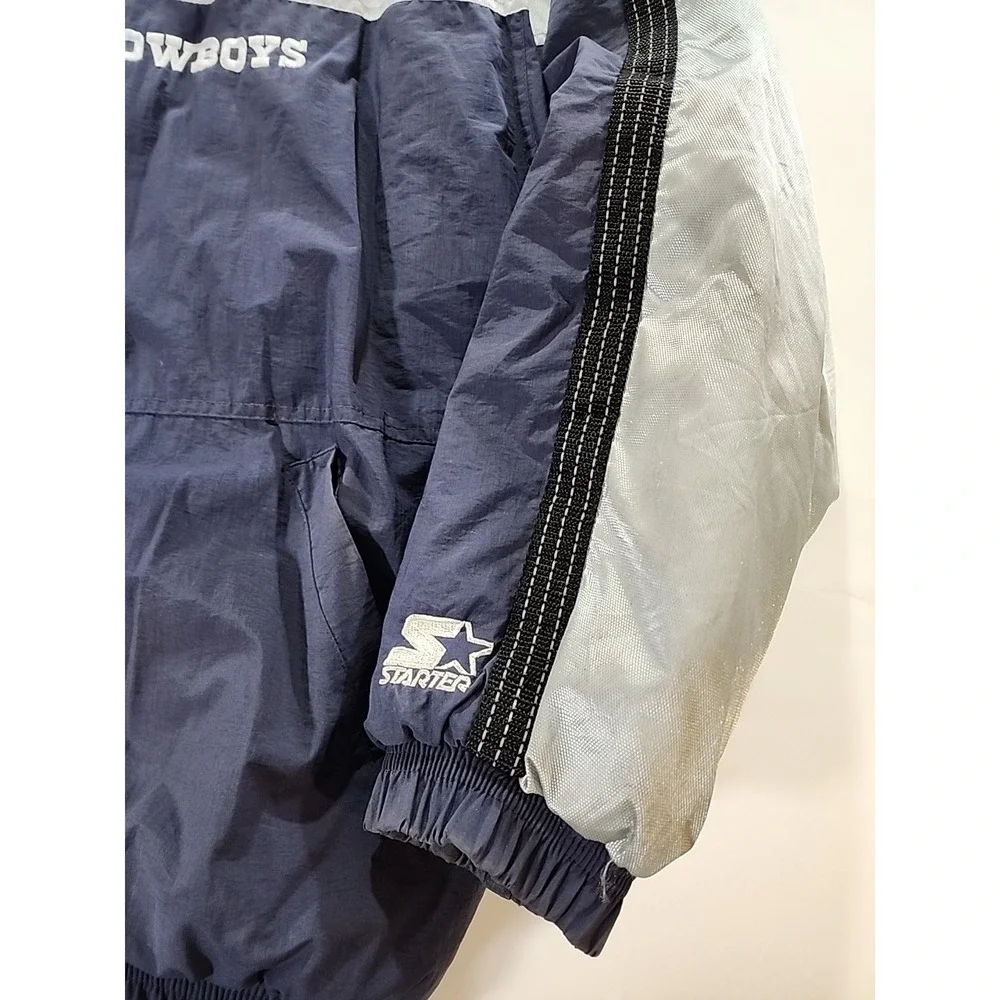 VTG Starter Pro Line Dallas Cowboys Jacket Puffy Mens LG Reflective Full Zip NFL